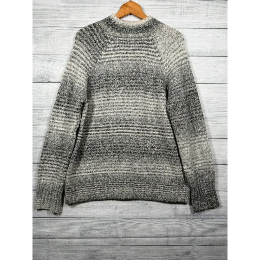Chaps Women's L Gray White Ombre Marled Knit Mock Neck Pullover Sweater 4430
